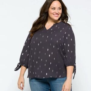Papermoon Hawkins foil blouse grey‎ 3X stitch fix nwt